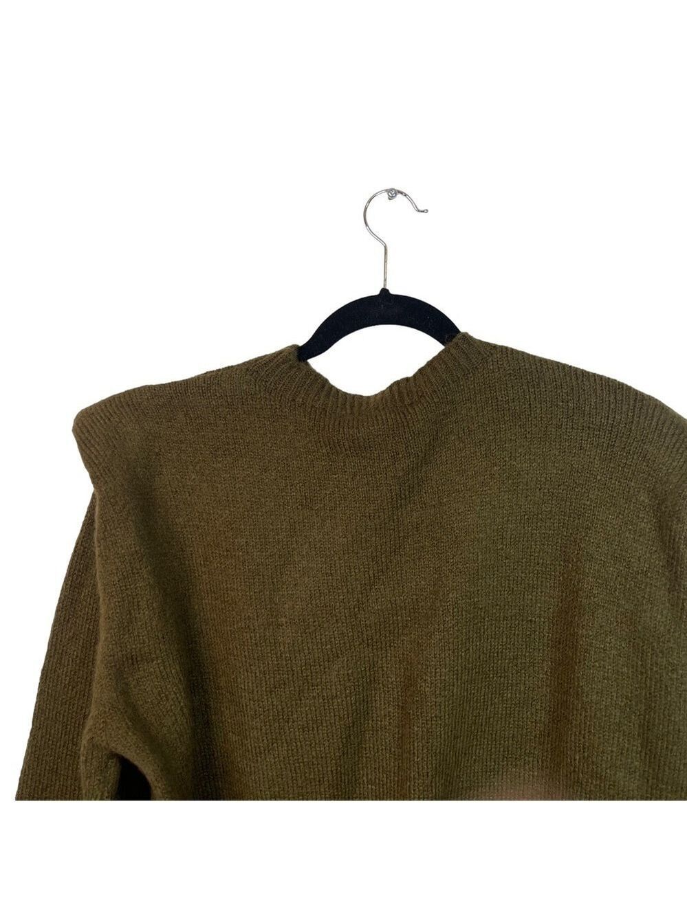 MNG Mango Green Knit Wool Blend Long Sleeve Crew Neck Sweater Size Medium - Picture 6 of 16
